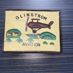 antique hand painted mini trinket box Olinstrom Aviation